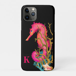 Pink Black Modern Marine Seepferd Chic Case-Mate iPhone Hülle