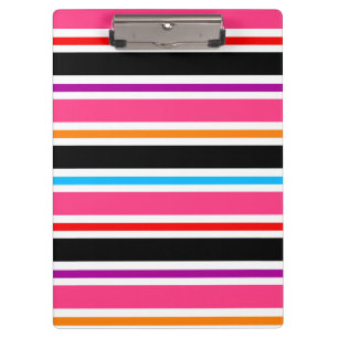 Pink Black Multi-Colors Stripes Klemmbrett