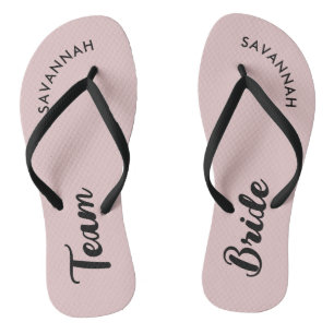Pink Black Name Bridge Brautparty Bachelorette Flip Flops