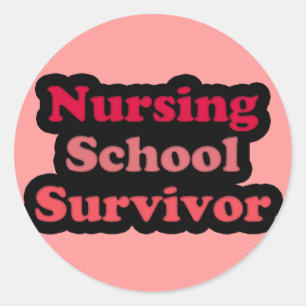Pink Black Nursing School Survivor Runder Aufkleber
