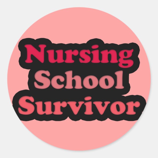 Pink Black Nursing School Survivor Runder Aufkleber (Vorderseite)