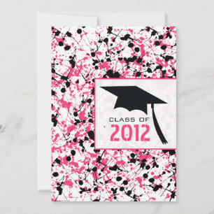 Pink & Black Paint Spritzer 2012 Graduation Einladung