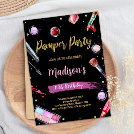 Pink Black Pamper Party Geburtstagseinladungen Einladung