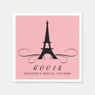 Pink Black Paris Eiffel Tower Brautparty Serviette