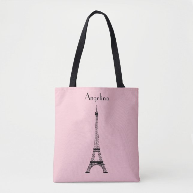 Pink Black Paris Eiffelturm mit Namen (Vorderseite)