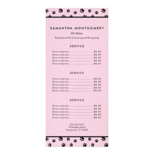 Pink Black Paws Professionelle Haustiersitter-Dien Werbekarte