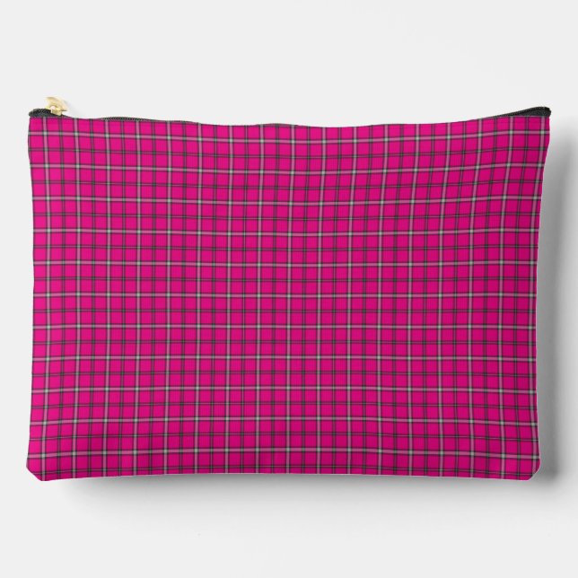 Pink Black Plaid Classic Pattern Bright Zubehörtasche (Vorderseite)