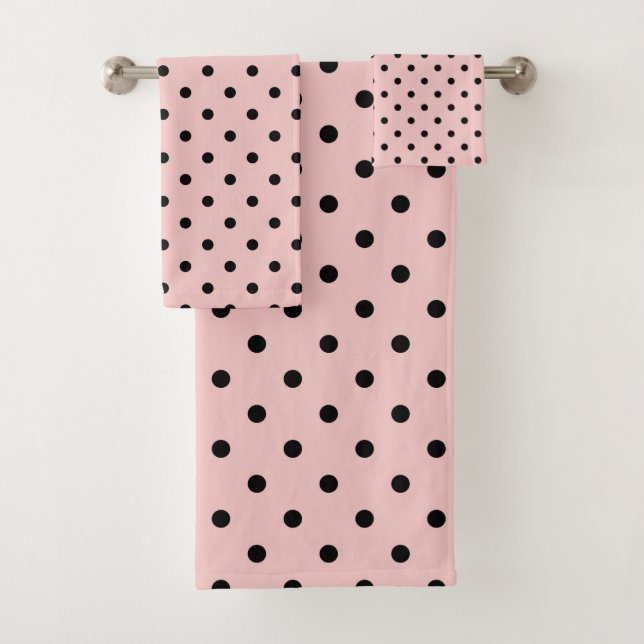 Pink Black Polak Dot Badhandtuch Set (Insitu)