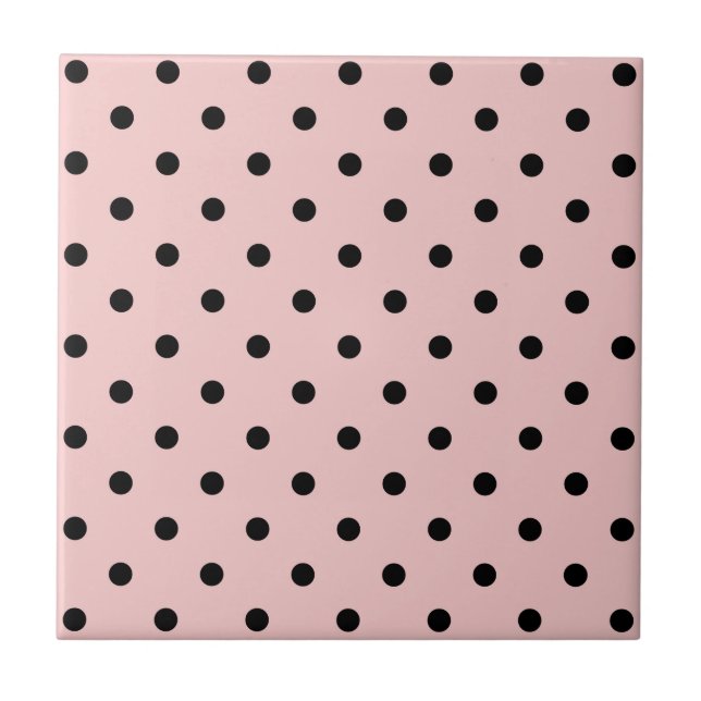 Pink Black Polak Dot Fliese (Vorderseite)