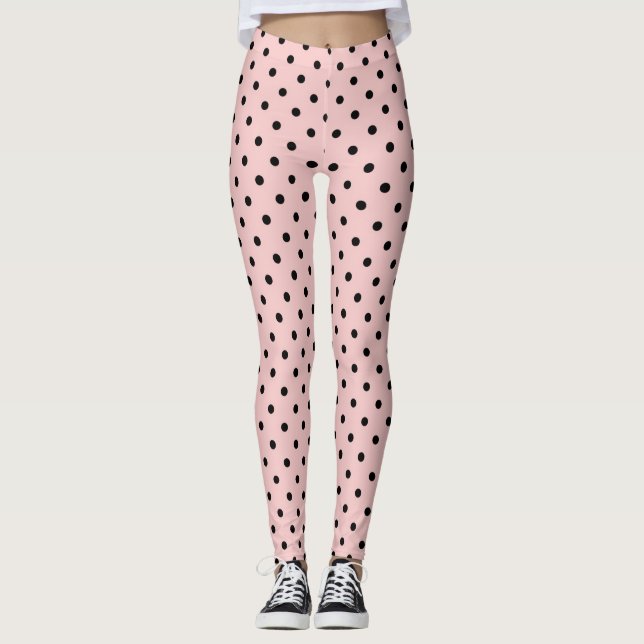 Pink Black Polak Dot Leggings (Vorderseite)