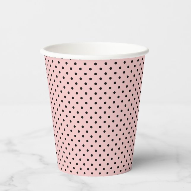 Pink Black Polak Dot Pappbecher (Vorderseite)