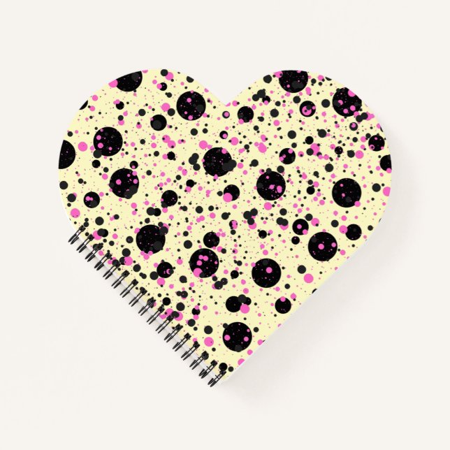 Pink & Black Polka Dot Glam Pattern Notizbuch (Vorderseite)