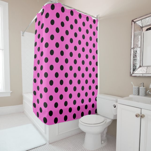 Pink & Black Polka Dots Dot Duschvorhang (Beispiel)