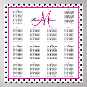 Pink Black Polka Dots Hochzeitsdiagramm Poster