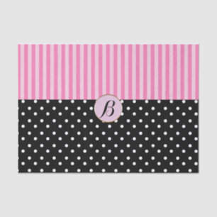 Pink Black Polka Dots Stripes Modern Paris Chic Seidenpapier