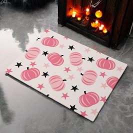 Pink & Black Pumpkin mit Stars Halloween & Autumn Fußmatte