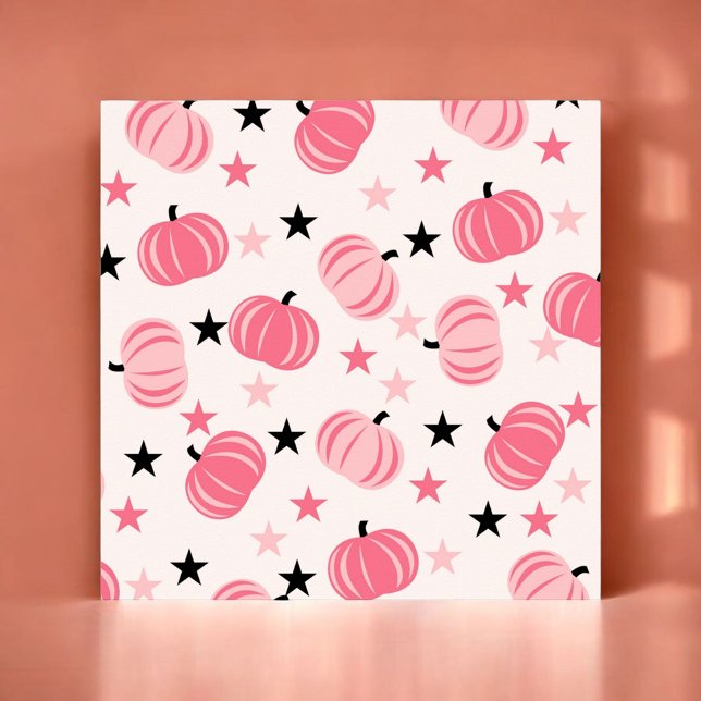 Pink & Black Pumpkin mit Stars Halloween & Autumn Poster (Von Creator hochgeladen)