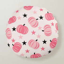 Pink & Black Pumpkin mit Stars Halloween & Autumn Rundes Kissen
