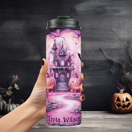 Pink Black, Pumpkins, Spuk Haus Personalisiert Thermosbecher