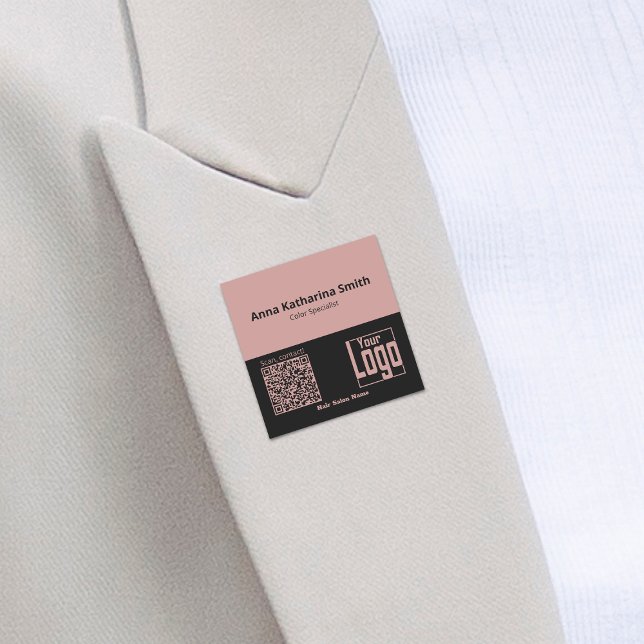 Pink Black QR-Code Logo Company Expertise Namensschild (Pink Black QR-Code Logo Company Expertise Name Tag)