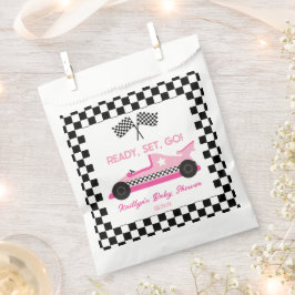 Pink Black Race Auto Ready Set Go Baby Dusche Geschenktütchen