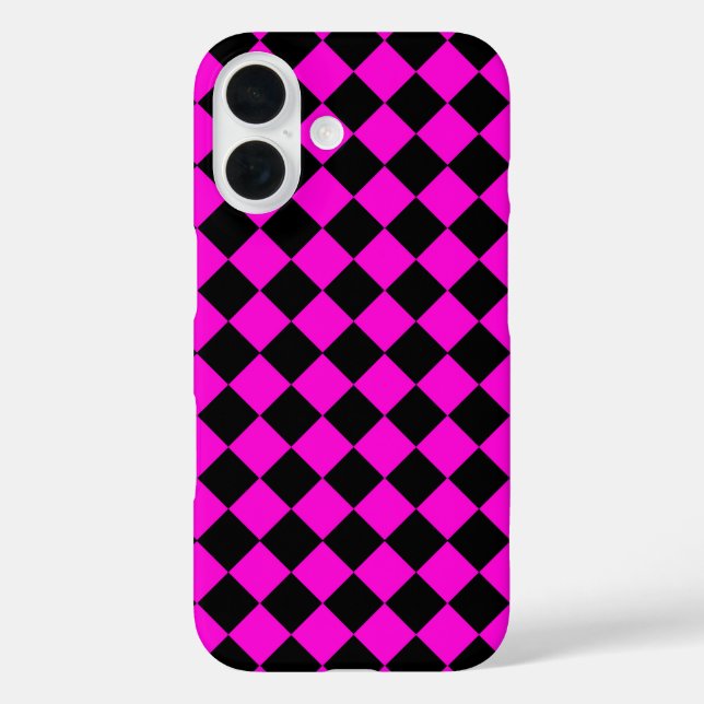Pink Black Schachbrett Diamond Pattern Case-Mate iPhone Hülle (Rückseite)