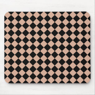 Pink Black Schachbrett Diamond Pattern Mousepad