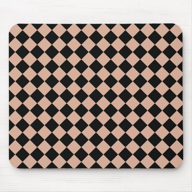 Pink Black Schachbrett Diamond Pattern Mousepad (Vorne)