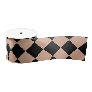 Pink Black Schachbrett Diamond Pattern Satinband