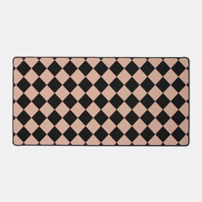Pink Black Schachbrett Diamond Pattern Schreibtischunterlage (Vorderseite)