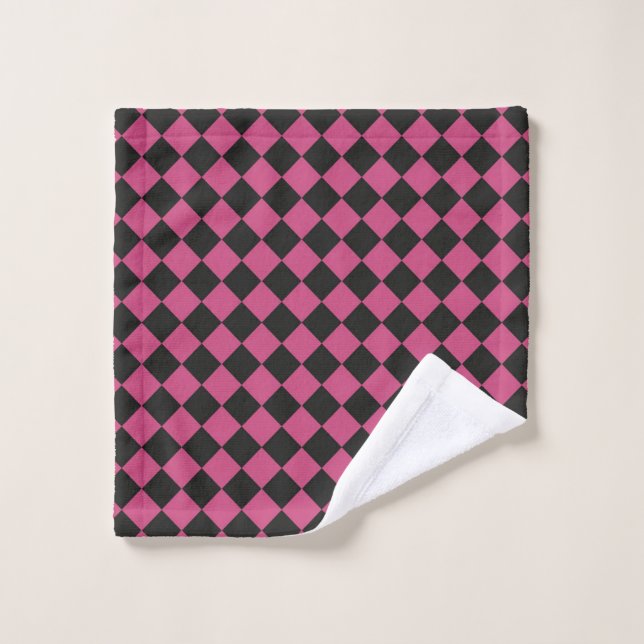 Pink Black Schachbrett Diamond Pattern Waschlappen (Waschlappen)