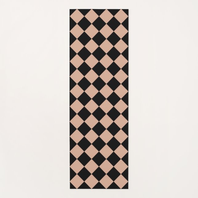 Pink Black Schachbrett Diamond Pattern Yogamatte (Vorderseite)