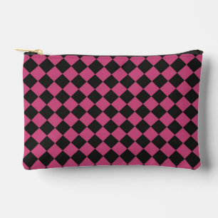 Pink Black Schachbrett Diamond Pattern Zubehörtasche