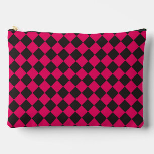 Pink Black Schachbrett Diamond Pattern Zubehörtasche