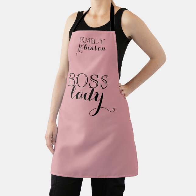Pink Black Scripted Boss Lady Personalisiertes Ges Schürze (InSitu)