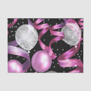 Pink Black Silver Glitzer Sweet 16 Birthday Party Seidenpapier
