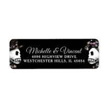 Pink & Black Skeleton Custom Small Wedding Address