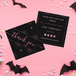 Pink & Black Spooky Spinnennetze WebHalloween Viel Quadratische Visitenkarte
