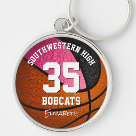 pink black sports team name girls basketball schlüsselanhänger