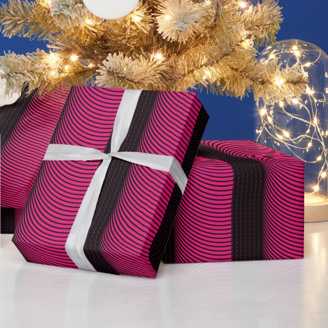 Pink Black Strip Muster Geburtstag Weihnachten Nie Geschenkpapier (Feiertage)