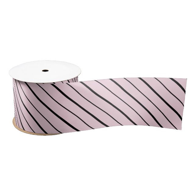 Pink & Black Stripes Gift Wrapping  Satinband (Spule)