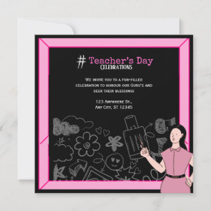 Pink Black Teacher's Day Danke Karte