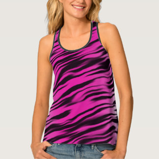 Pink Black Tiger Streifen Druckmuster Tanktop