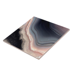 Pink Black und Cream Geode Style Keramik Tile. Fliese