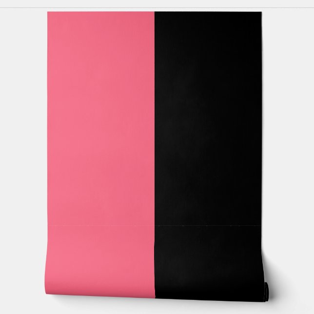 Pink Black Vertical Big Stripes Muster Tapete (Abrollen)
