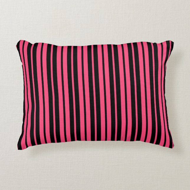Pink Black Vertical Stripes Design Dekokissen (Vorderseite)