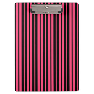 Pink Black Vertical Stripes Design Klemmbrett
