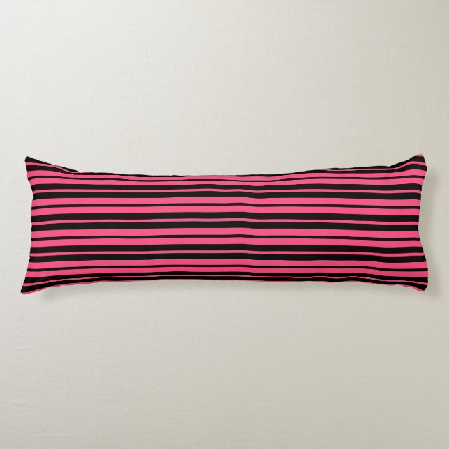 Pink Black Vertical Stripes Design Seitenschläferkissen (Vorderseite)