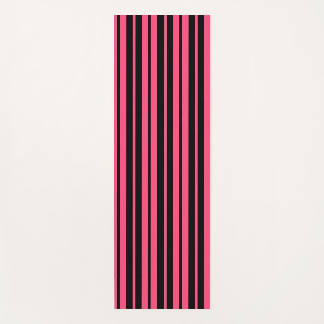 Pink Black Vertical Stripes Design Yogamatte (Vorderseite)