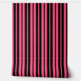 Pink Black Vertical Stripes Muster Tapete